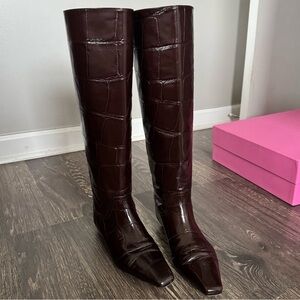 Paris Texas Bettina croc embossed knee high boots